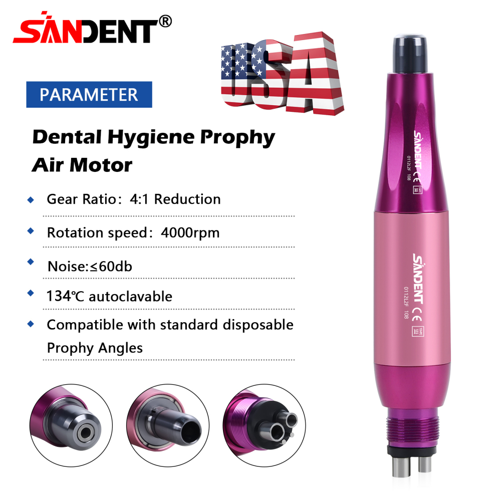 Dental 4:1 Hygiene Prophy Handpiece 360° Swivel Straight Cone Air Motor 4Holes DT