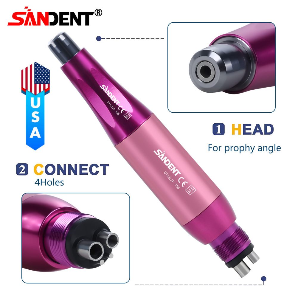 Dental 4:1 Hygiene Prophy Handpiece 360° Swivel Straight Cone Air Motor 4Holes DT