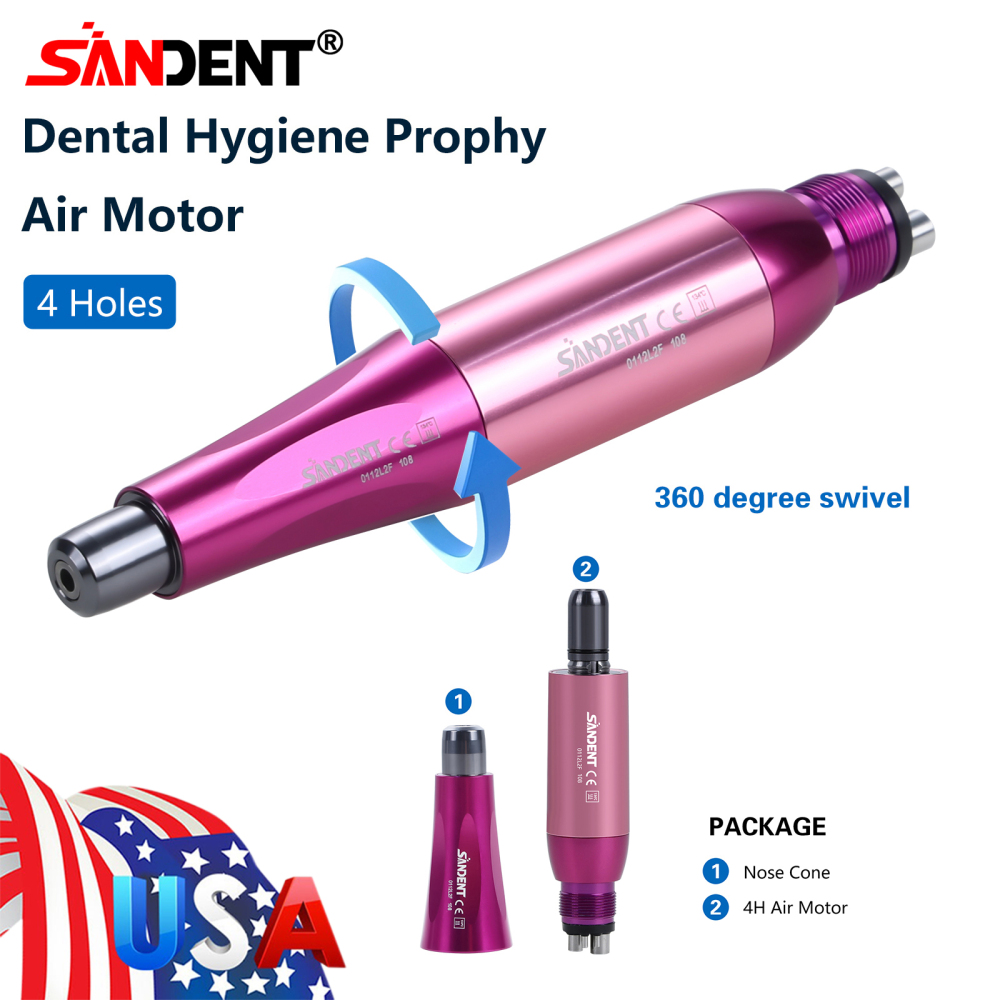 Dental 4:1 Hygiene Prophy Handpiece 360° Swivel Straight Cone Air Motor 4Holes DT