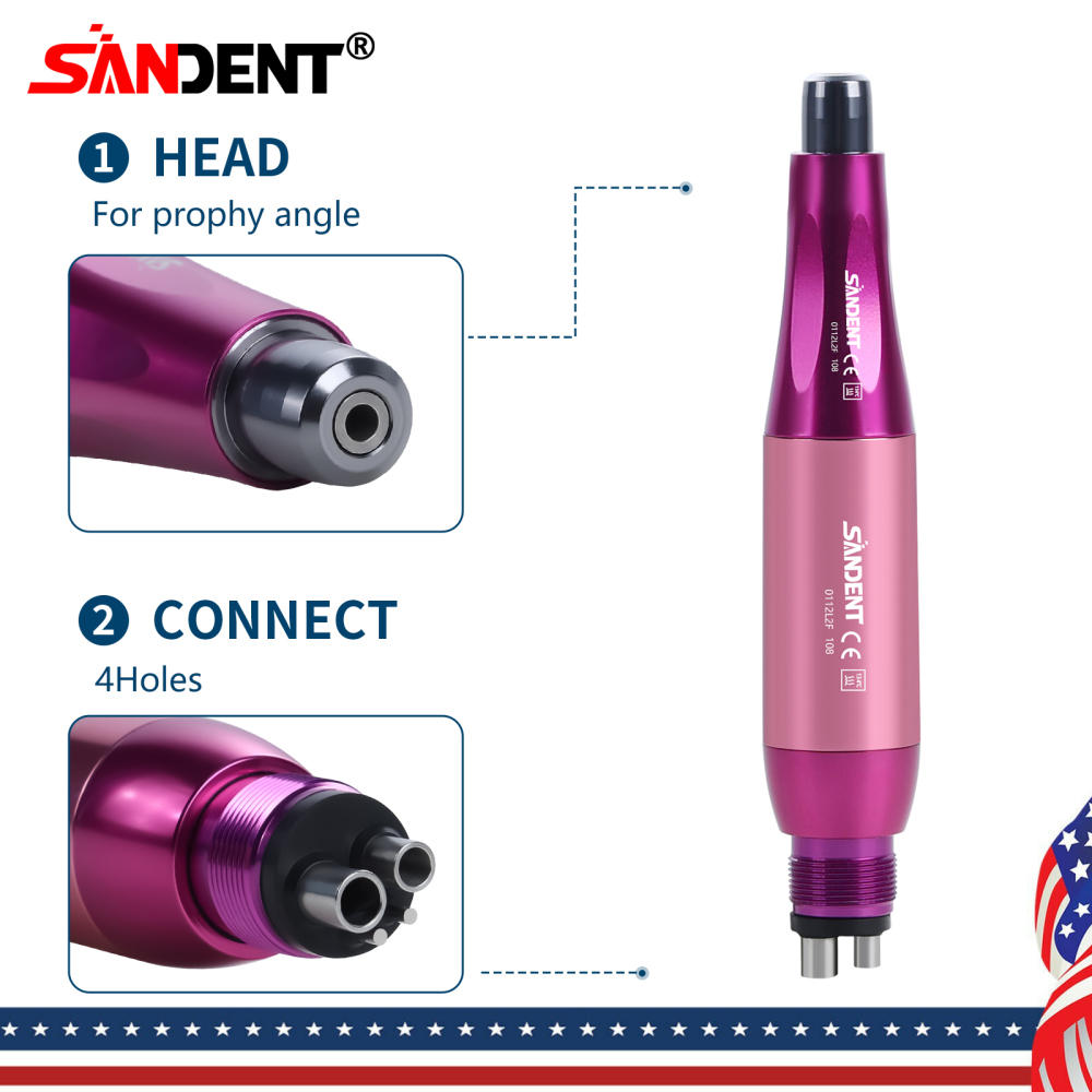 Dental 4:1 Hygiene Prophy Handpiece 360° Swivel Straight Cone Air Motor 4Holes DT
