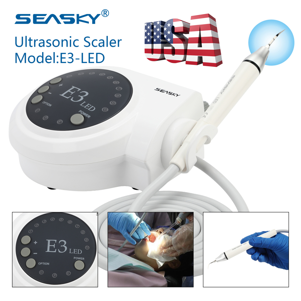 SK-E3L Dental Ultrasonic Scaler + LED Handpiece + 5*Tips Fit Woodpecker EMS Cavitron