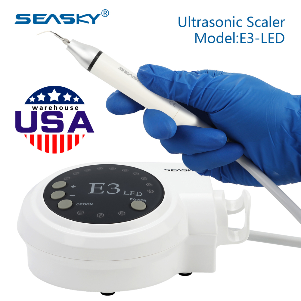SK-E3L Dental Ultrasonic Scaler + LED Handpiece + 5*Tips Fit Woodpecker EMS Cavitron