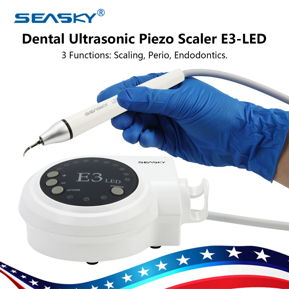 SK-E3L Dental Ultrasonic Scaler + LED Handpiece + 5*Tips Fit Woodpecker EMS Cavitron