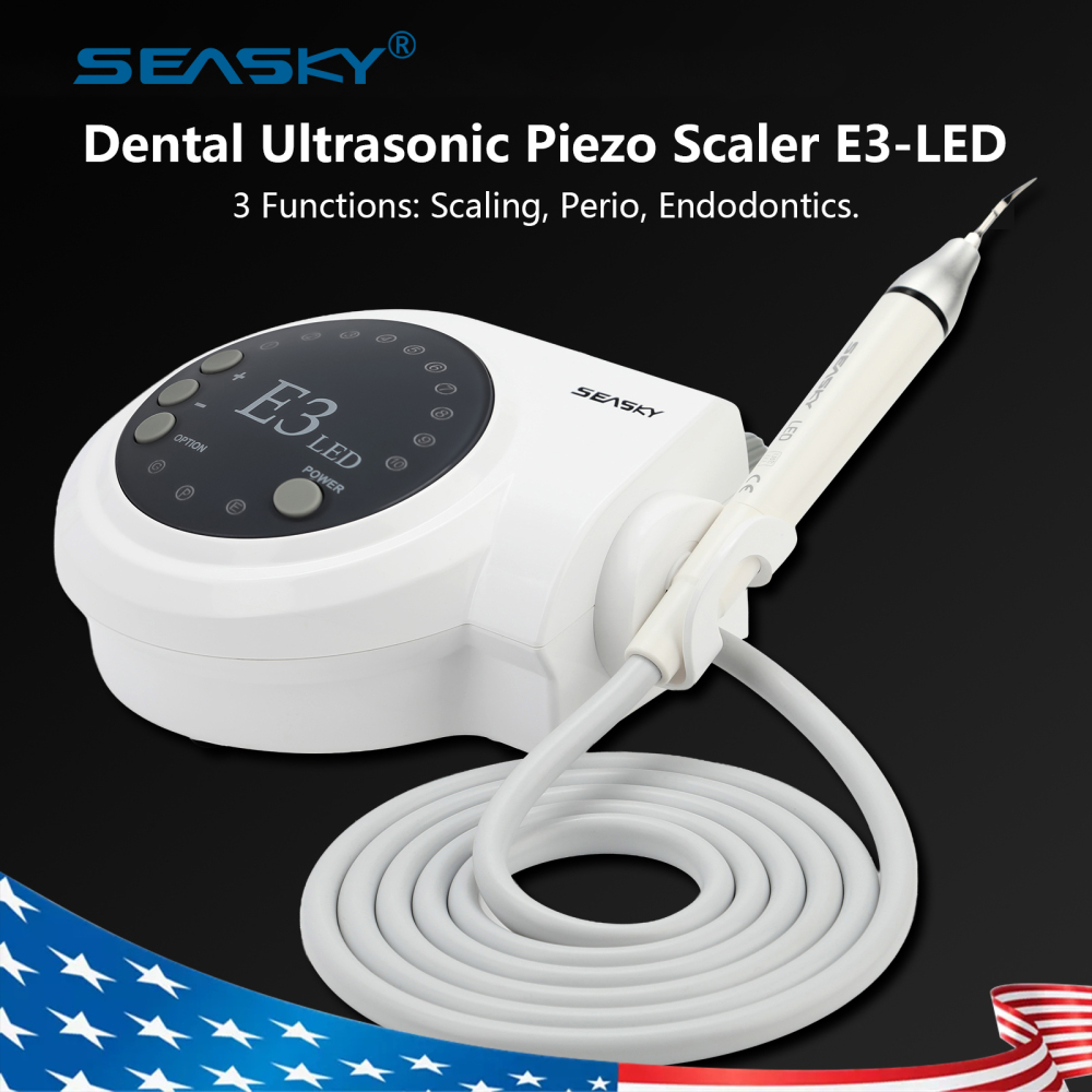 SK-E3L Dental Ultrasonic Scaler + LED Handpiece + 5*Tips Fit Woodpecker EMS Cavitron
