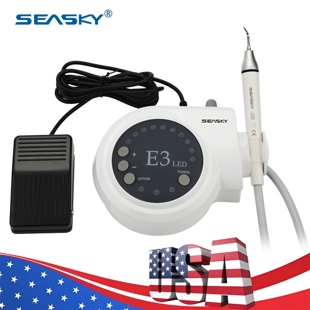 SK-E3L Dental Ultrasonic Scaler + LED Handpiece + 5*Tips Fit Woodpecker EMS Cavitron