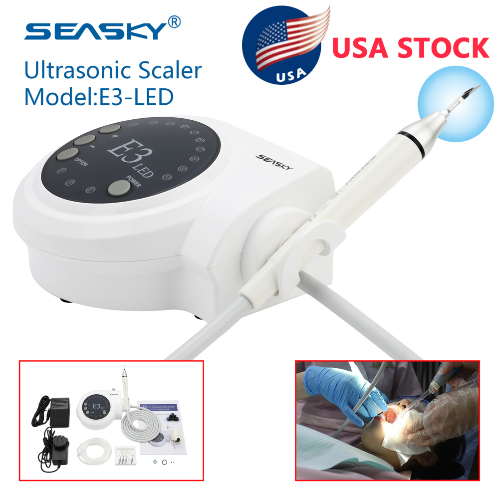 SK-E3L Dental Ultrasonic Scaler + LED Handpiece + 5*Tips Fit Woodpecker EMS Cavitron