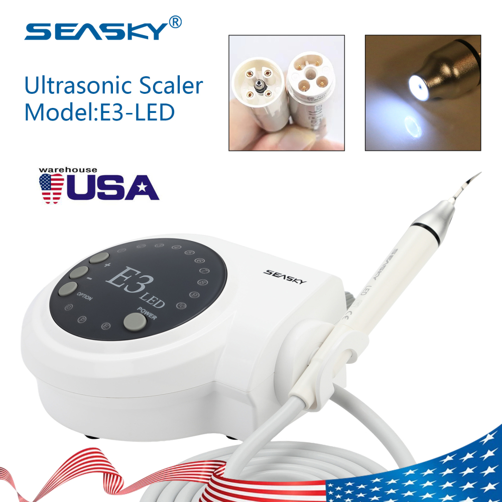 SK-E3L Dental Ultrasonic Scaler + LED Handpiece + 5*Tips Fit Woodpecker EMS Cavitron