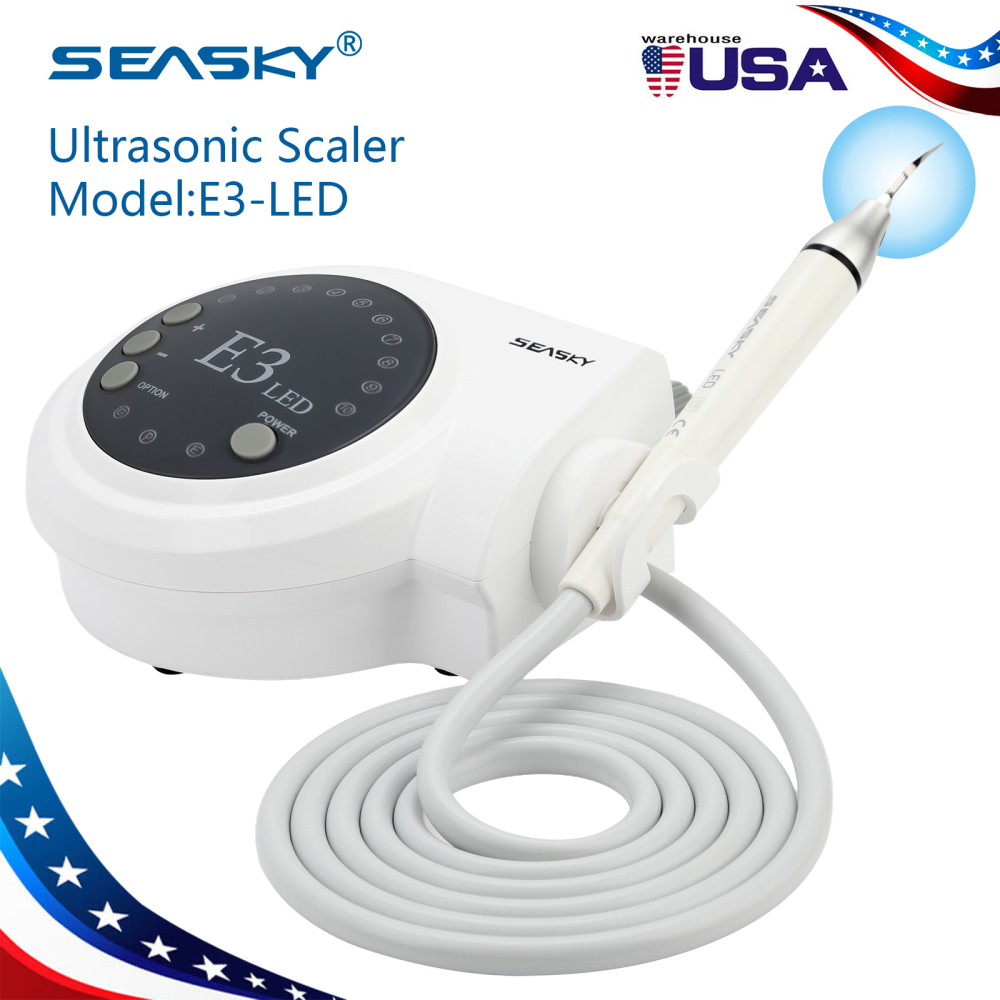 SK-E3L Dental Ultrasonic Scaler + LED Handpiece + 5*Tips Fit Woodpecker EMS Cavitron