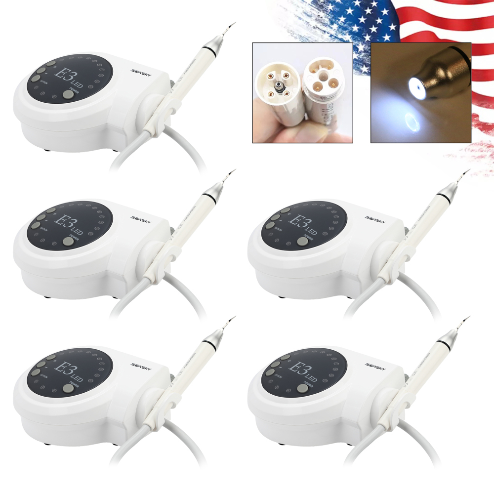 SK-E3L Dental Ultrasonic Scaler + LED Handpiece + 5*Tips Fit Woodpecker EMS Cavitron
