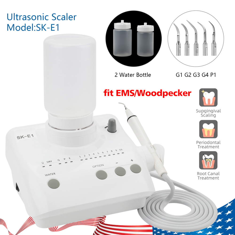SK-E1 Dental Portable Ultrasonic Piezo Scaler w/2*Bottles fit EMS Handpiece tips