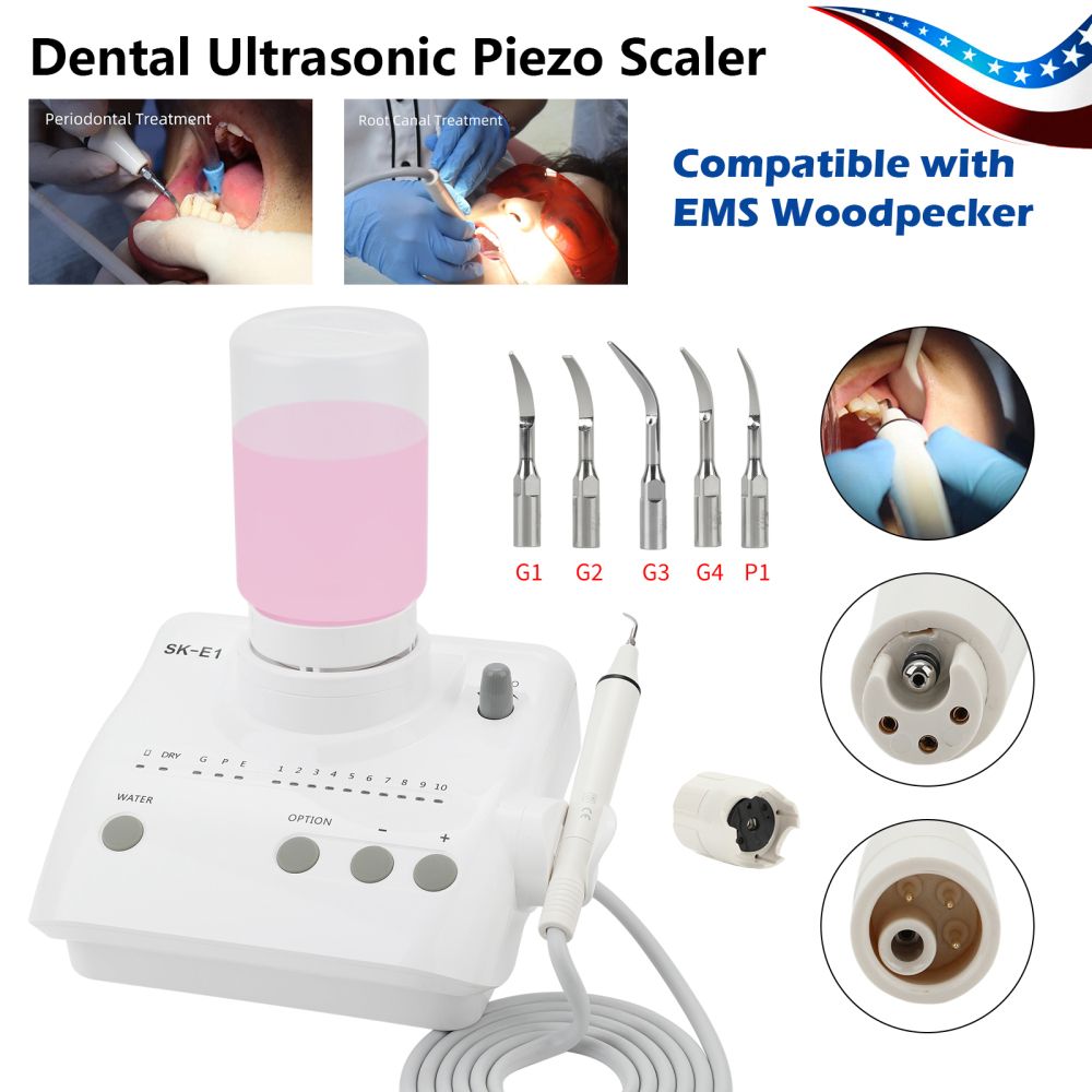 SK-E1 Dental Portable Ultrasonic Piezo Scaler w/2*Bottles fit EMS Handpiece tips