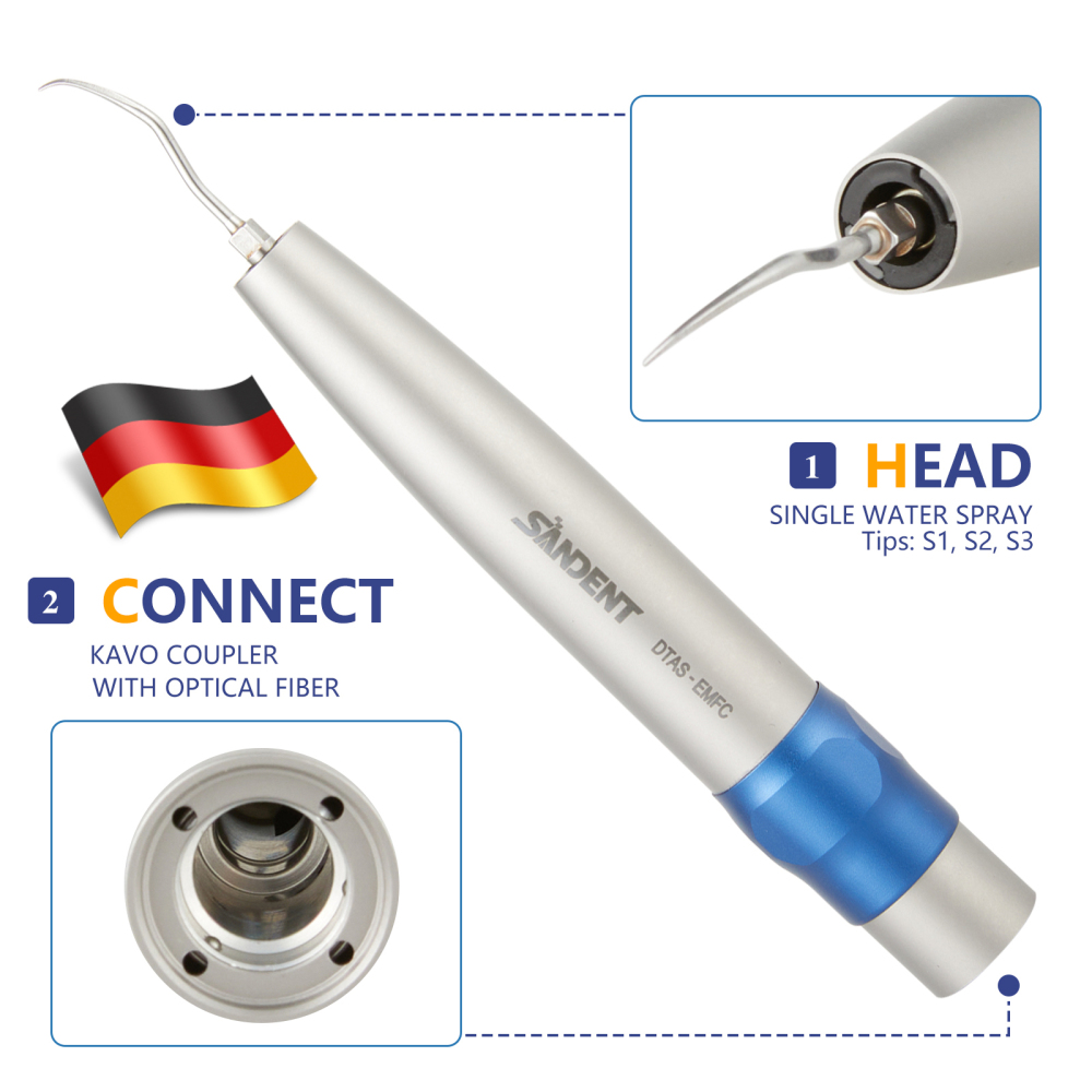 Kavo SONICflex Type Dental Hygienist Fiber Optic Air Scaler Handpiece +3 tips S1 S2 A3
