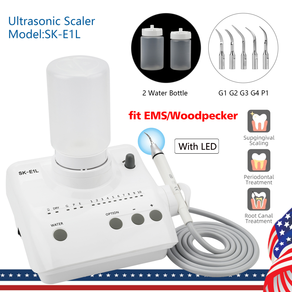 SK-E1/SK-E1L Dental Ultrasonic Piezo Scaler Unit Fit EMS LED/Non-LED handpiece & Tips