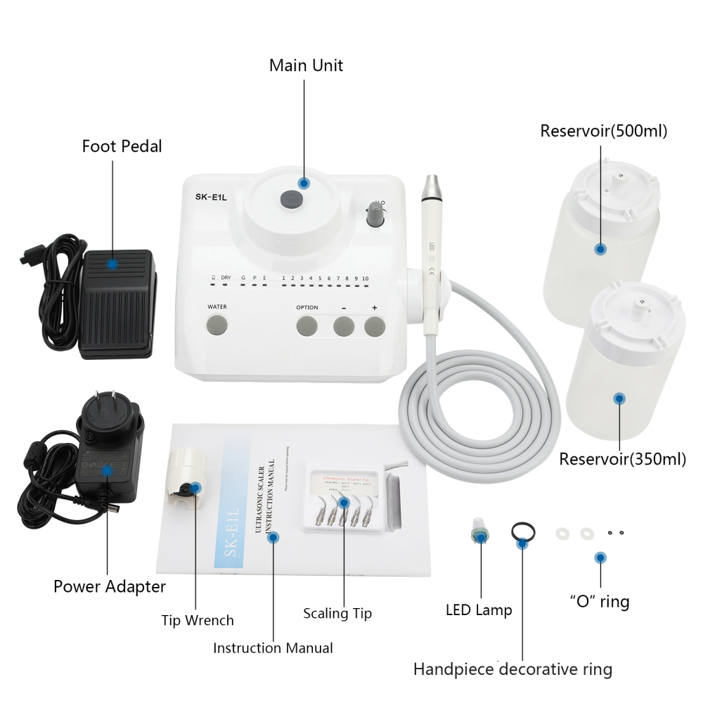 SK-E1/SK-E1L Dental Ultrasonic Piezo Scaler Unit Fit EMS LED/Non-LED handpiece & Tips