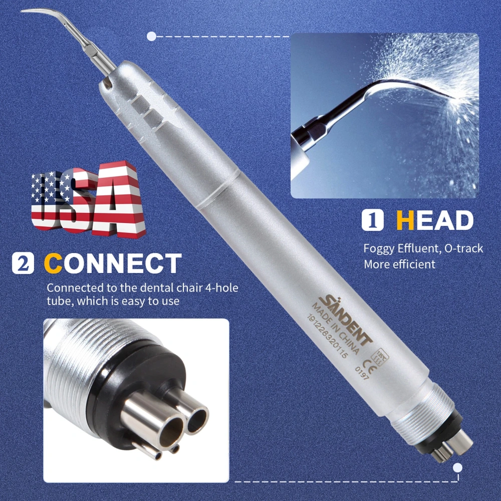 Dental Ultrasonic Air Perio Scaler Handpiece 4 Hole / 2 Hole+ 3 Scaling Tips for Dentist