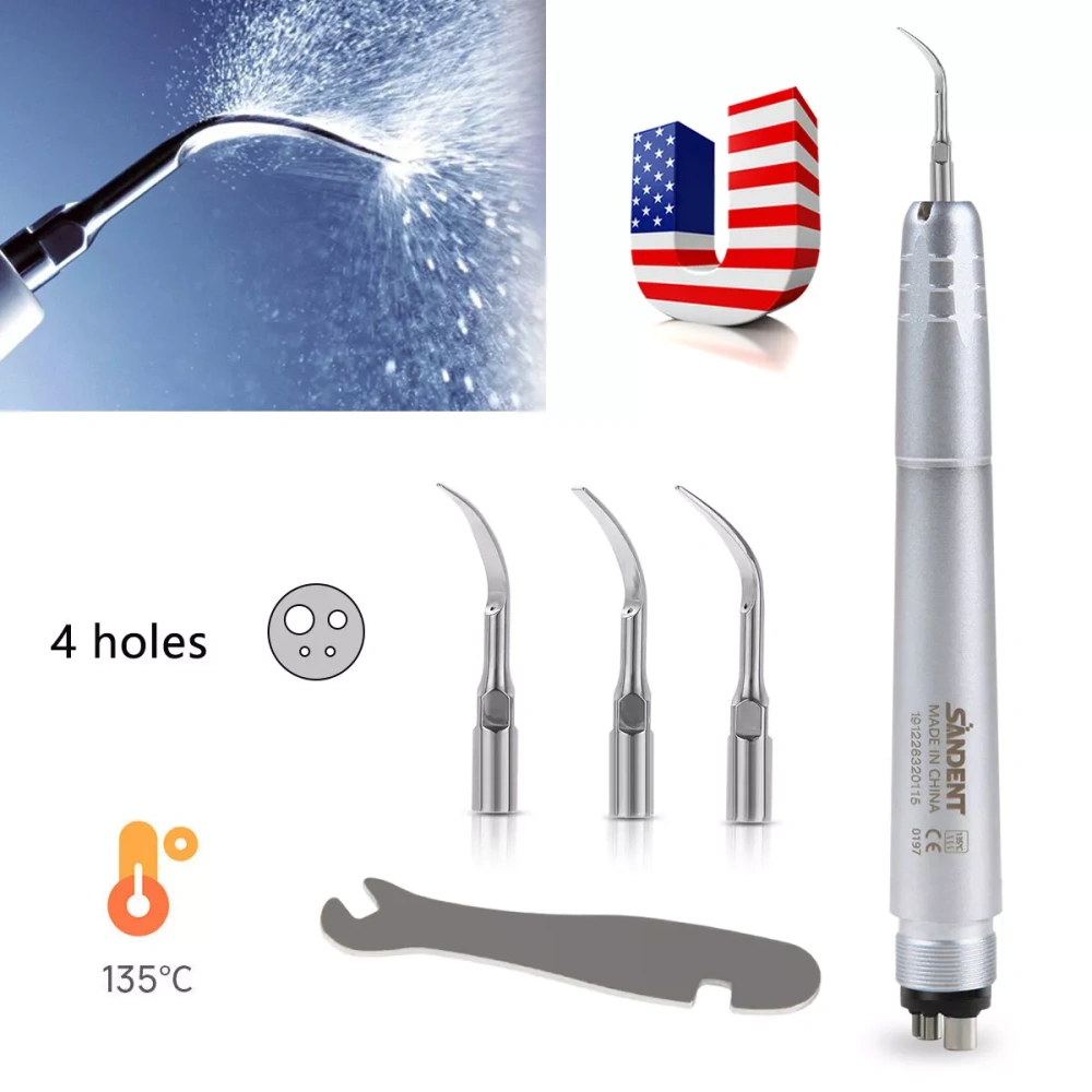 Dental Ultrasonic Air Perio Scaler Handpiece 4 Hole / 2 Hole+ 3 Scaling Tips for Dentist