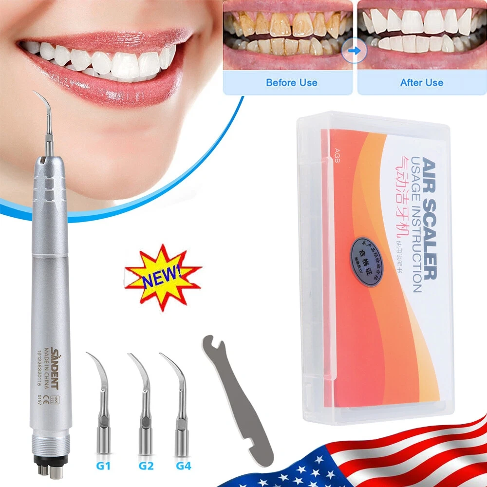 Dental Ultrasonic Air Perio Scaler Handpiece 4 Hole / 2 Hole+ 3 Scaling Tips for Dentist