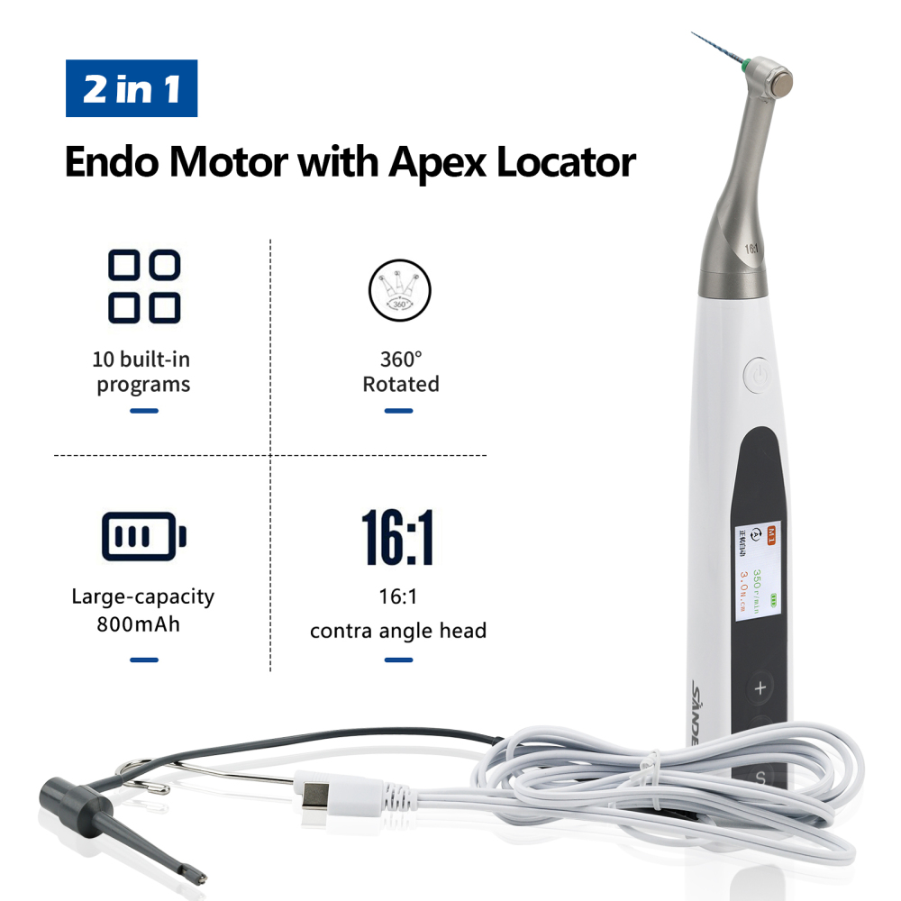 SANDENT 2 in 1 Dental Cordless Endodontics Endo Motor w/ Apex Locator