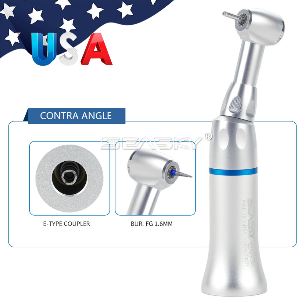 Dental Push Button Contra Angle Slow Low Speed Handpiece fit 1.6mm FG burs PAG