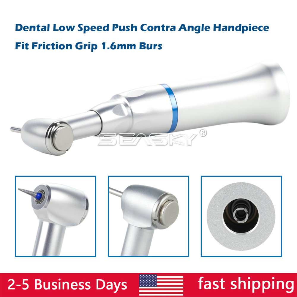 Dental Push Button Contra Angle Slow Low Speed Handpiece fit 1.6mm FG burs PAG