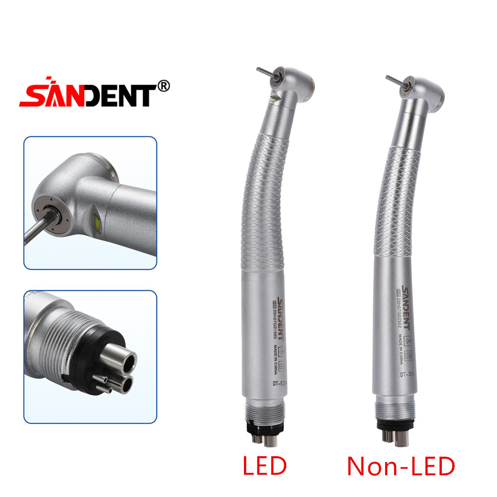 SANDENT Dental LED Fiber Optic / Non-LED High Speed Handpiece 4 Water spray 4 Holes