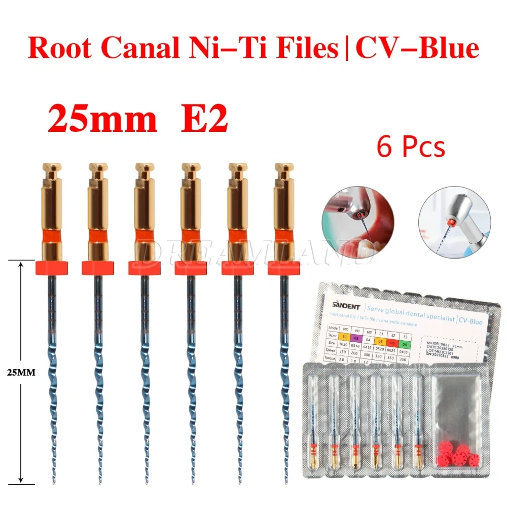 Dental Endo NITI Rotary Files Heat Activated Assorted 6 Files 21mm/25mm/31mm