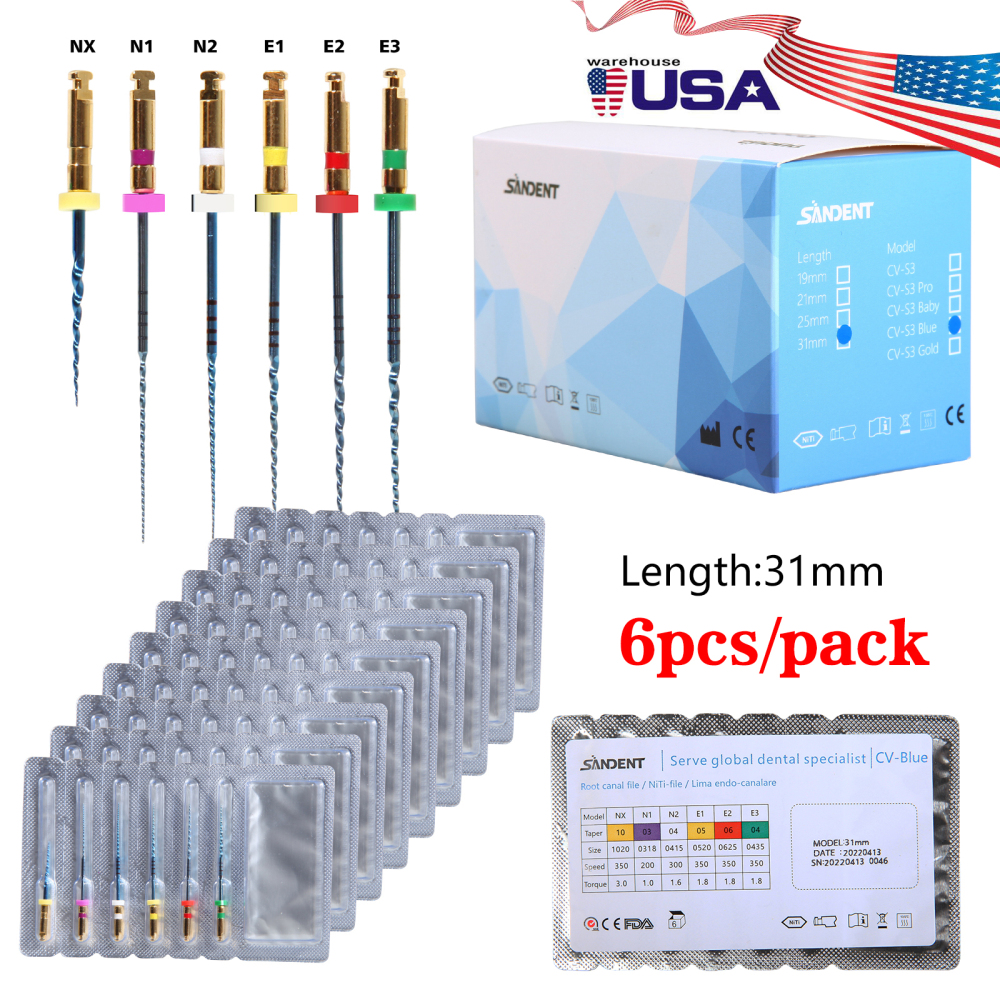 Dental Endo NITI Rotary Files Heat Activated Assorted 6 Files 21mm/25mm/31mm