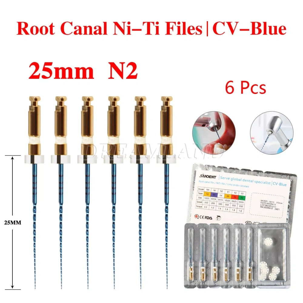 Dental Endo NITI Rotary Files Heat Activated Assorted 6 Files 21mm/25mm/31mm