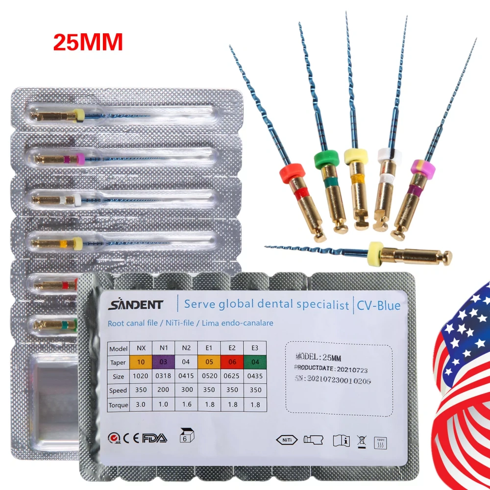 Dental Heat Activated NiTi Files Rotary Engine File Endo Motor Root Treatment 25mm