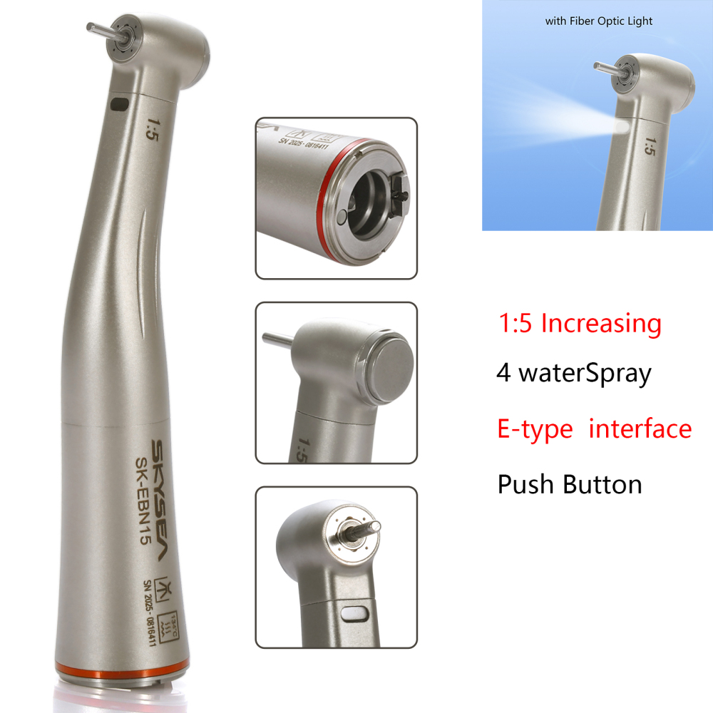 SKYSEA Dental LED/Non-LED Fiber Optic Contra Angle 1:5 Electric Handpiece fit NSK STYLE Internal/external