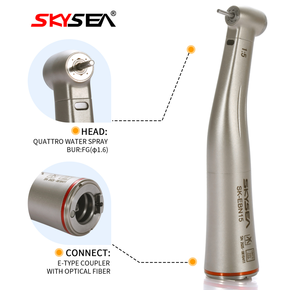 SKYSEA Dental LED/Non-LED Fiber Optic Contra Angle 1:5 Electric Handpiece fit NSK STYLE Internal/external