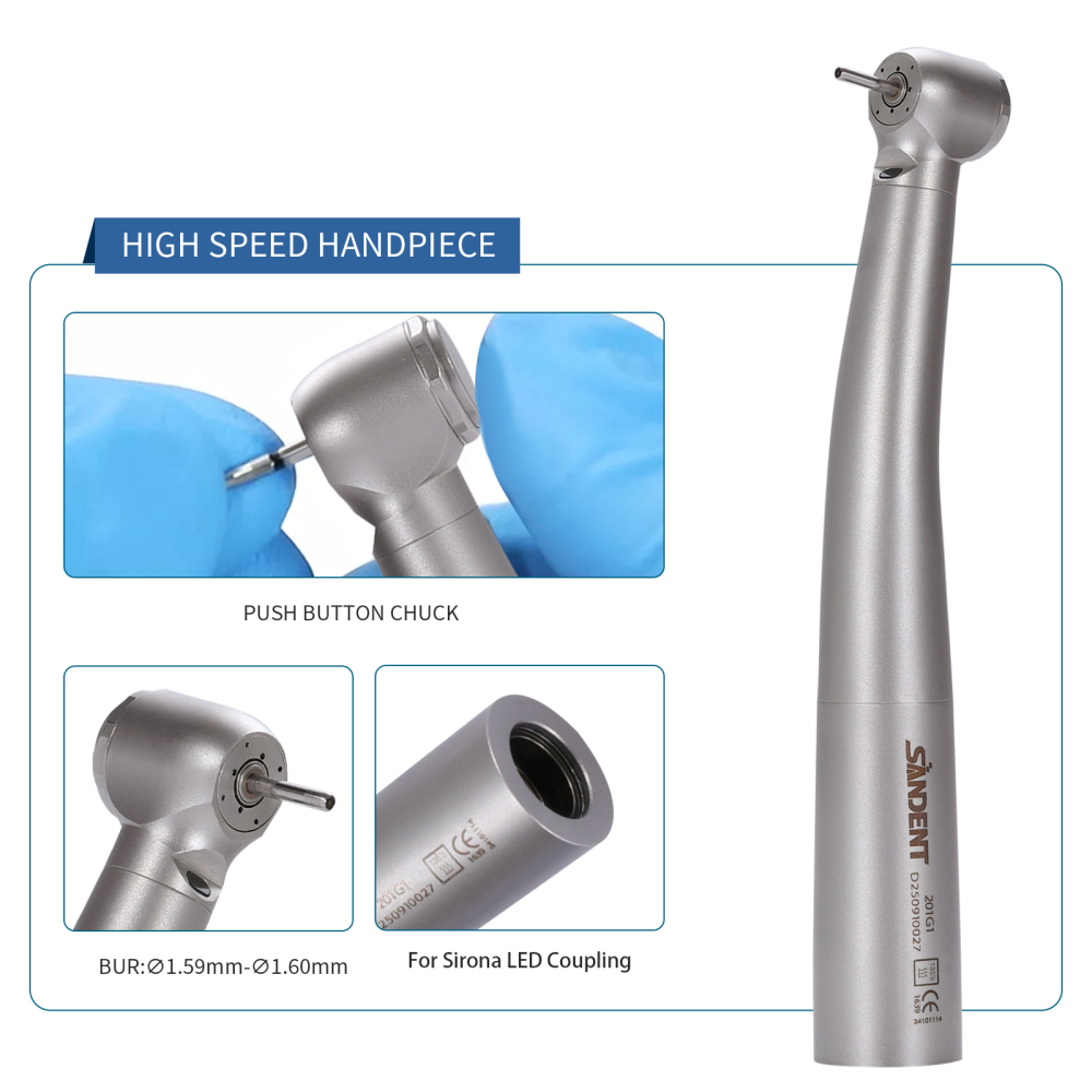 SANDENT Dental Fiber Optic High Speed Turbine Handpiece 4 spray Fit SIRONA Coupler