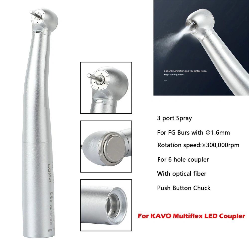 COXO Dental LED Fiber Optic High Speed Handpiece CX207-G Fit KaVo MULTIflex 6 Hole