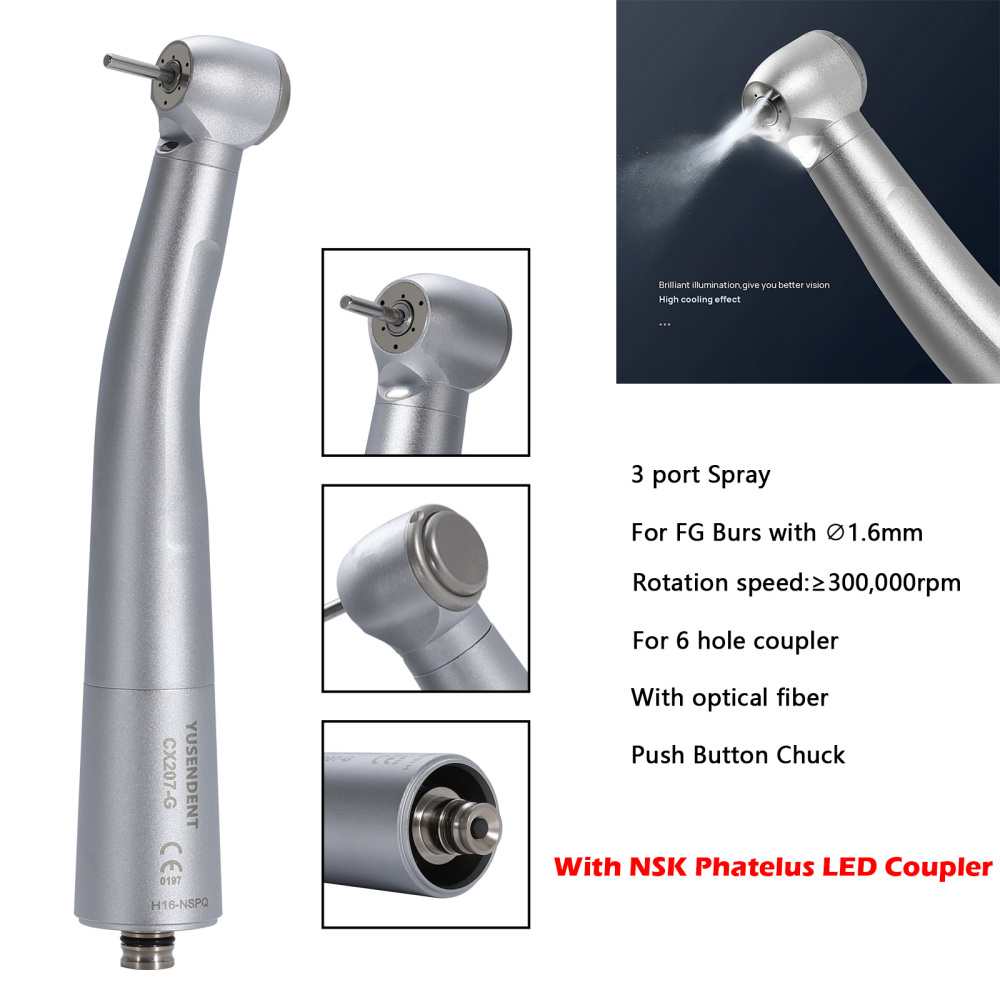 COXO Dental LED firber optic High Speed Handpiece Standard/Torque Head fit NSK Coupler