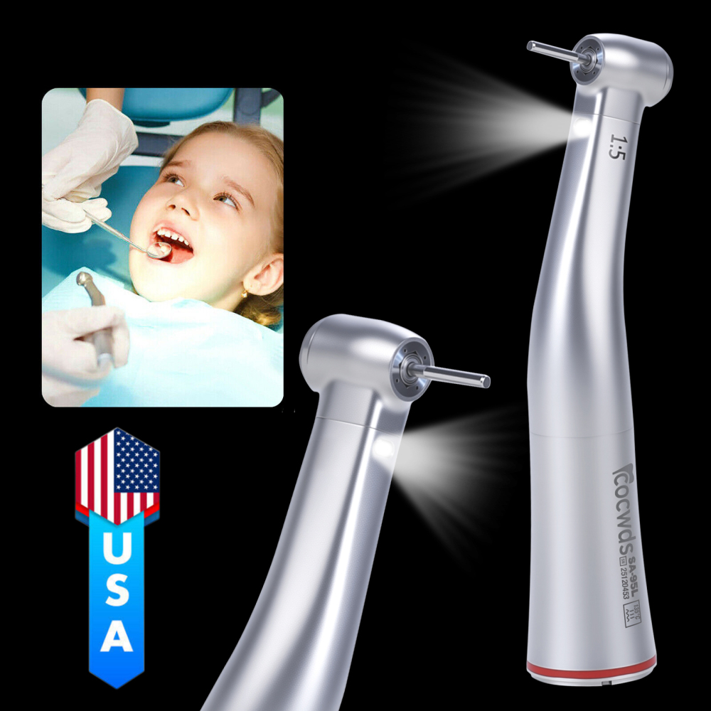 Sale！Dental Electric 1:5 Contra Angle Handpiece LED Fiber Optic Turbine Cocwds
