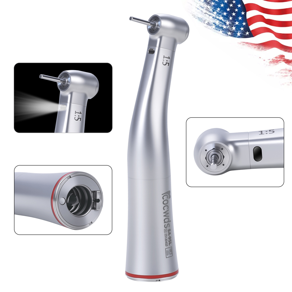 Sale！Dental Electric 1:5 Contra Angle Handpiece LED Fiber Optic Turbine Cocwds