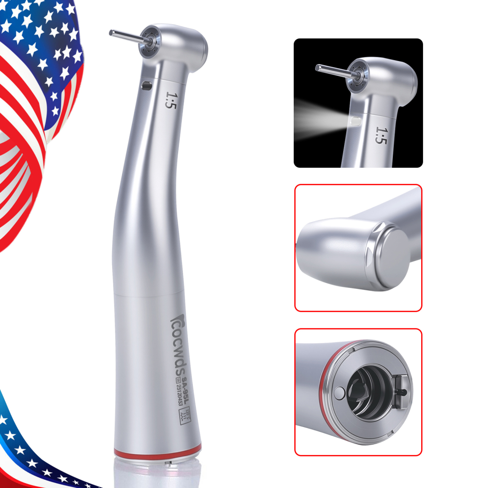Sale！Dental Electric 1:5 Contra Angle Handpiece LED Fiber Optic Turbine Cocwds