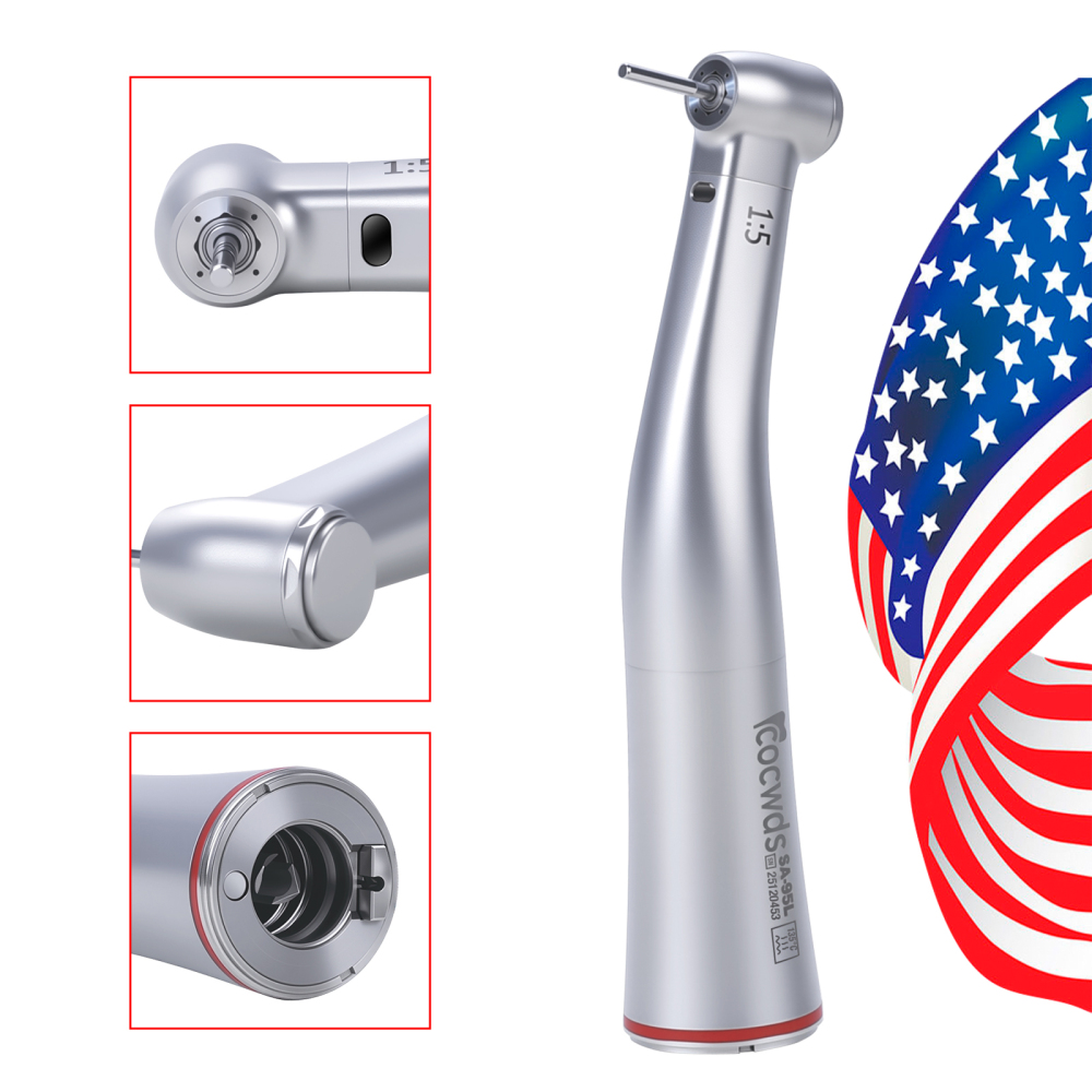 Sale！Dental Electric 1:5 Contra Angle Handpiece LED Fiber Optic Turbine Cocwds