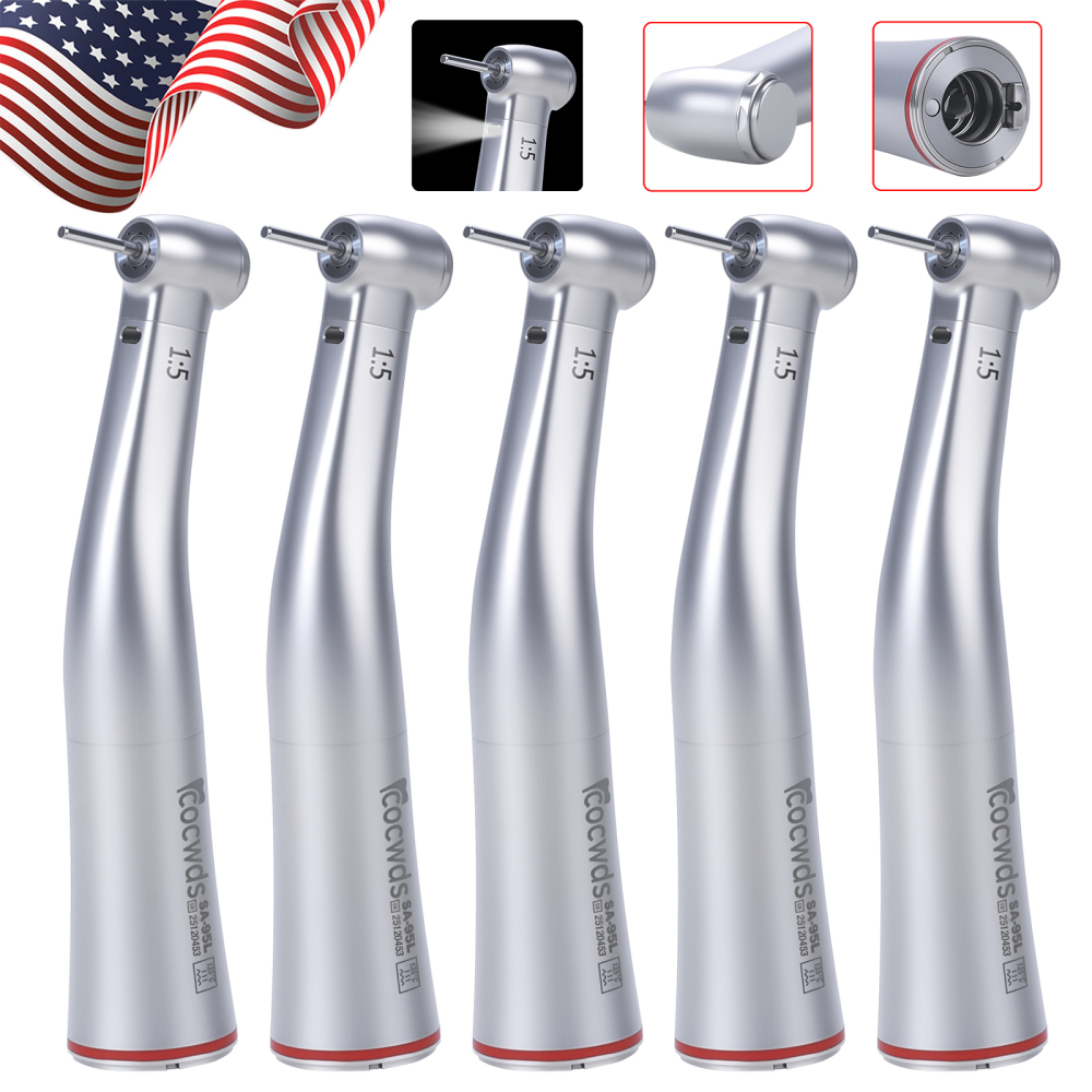 Sale！Dental Electric 1:5 Contra Angle Handpiece LED Fiber Optic Turbine Cocwds