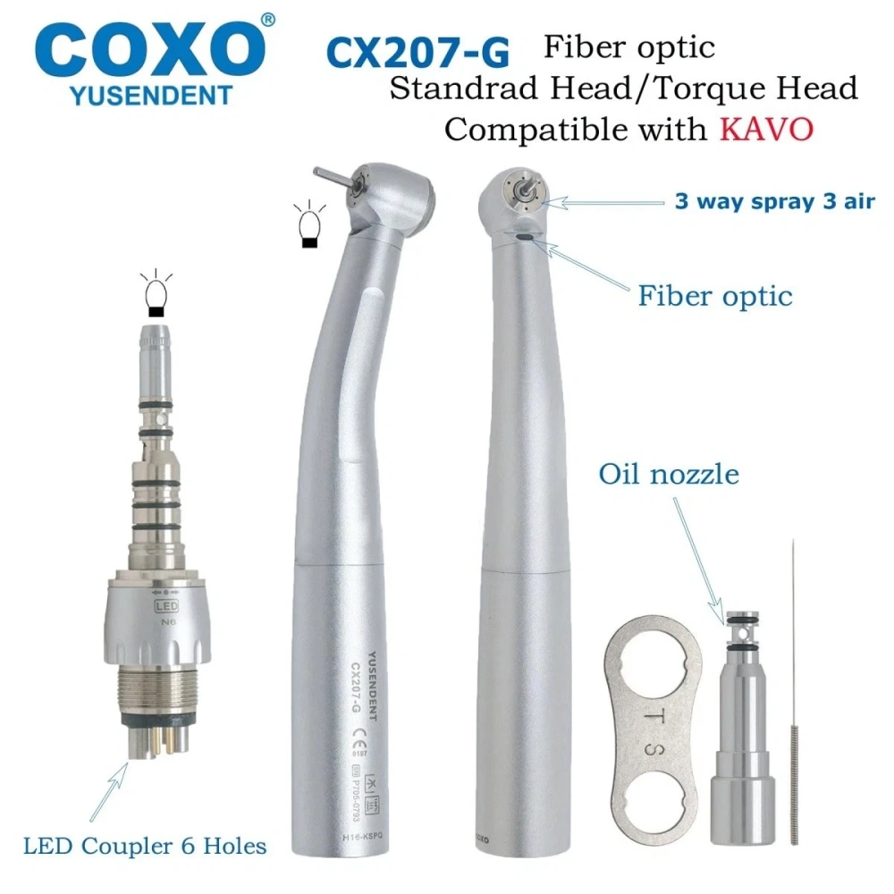 COXO Dental LED Fiber Optic High Speed Handpiece CX207-G Fit KaVo MULTIflex 6 Hole