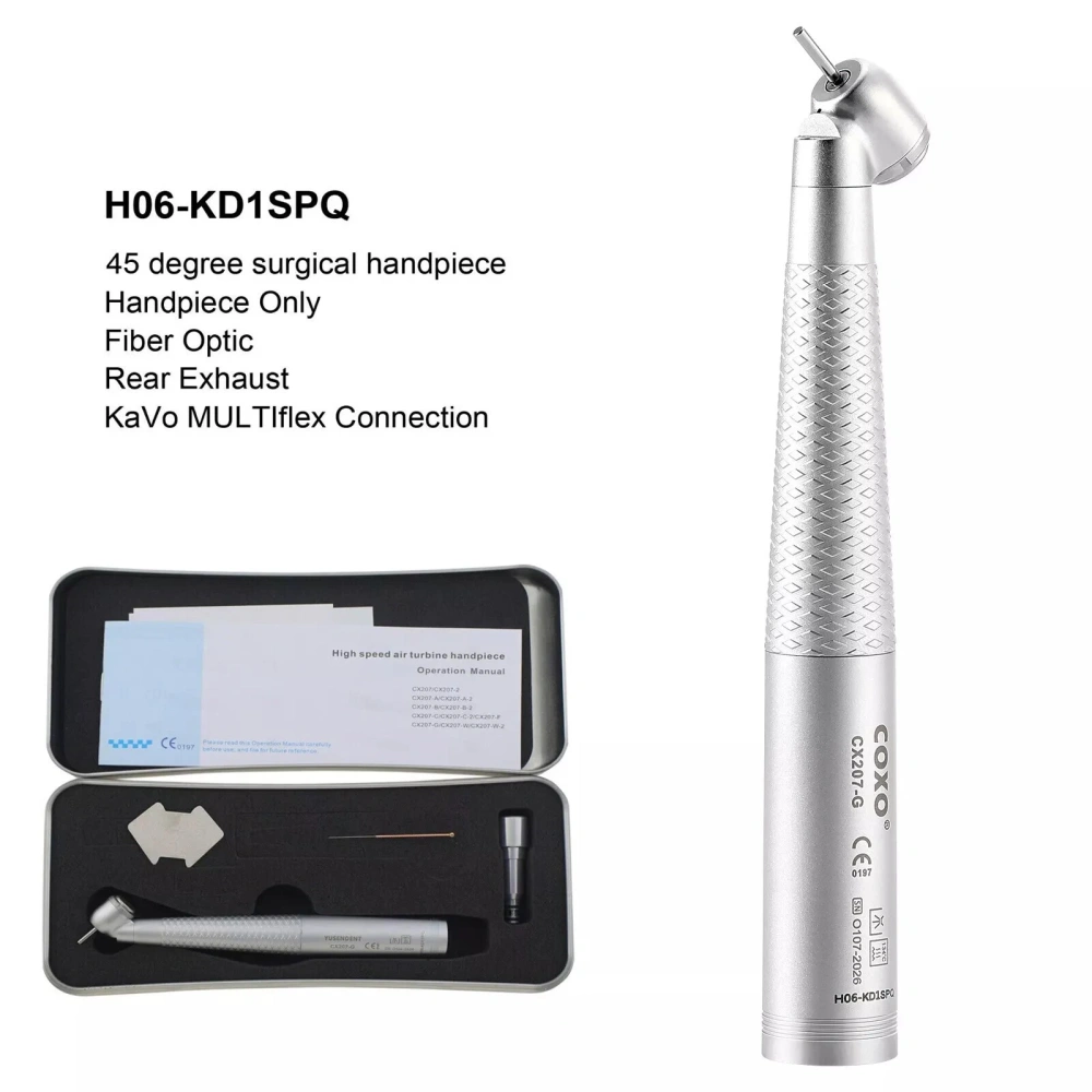 COXO CX207-G Dental Fiber Optic 45 Degree Handpiece /6 Hole quick Coupler fit KAVo