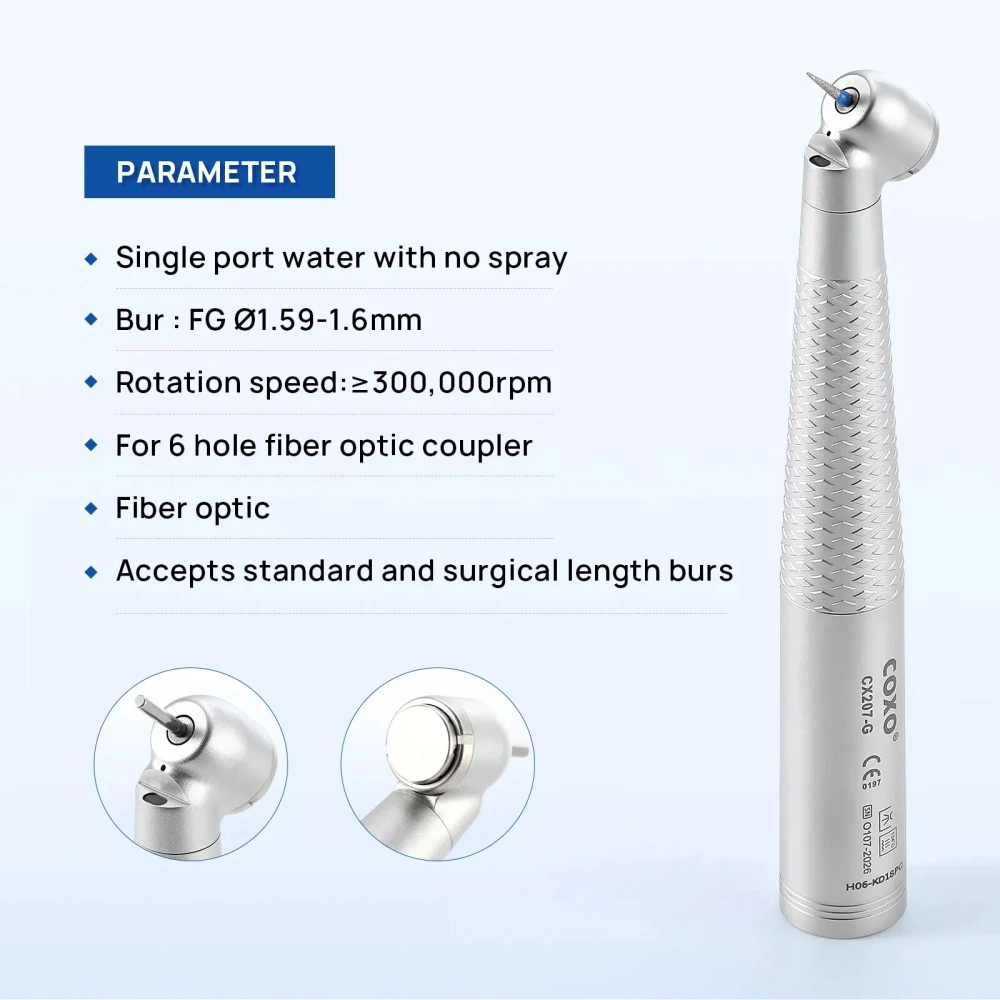COXO CX207-G Dental Fiber Optic 45 Degree Handpiece /6 Hole quick Coupler fit KAVo