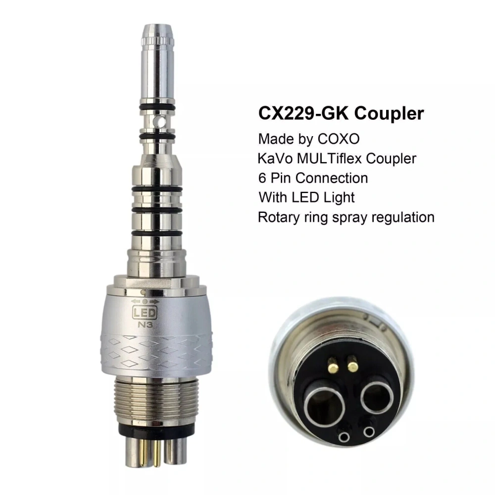 COXO CX207-G Dental Fiber Optic 45 Degree Handpiece /6 Hole quick Coupler fit KAVo