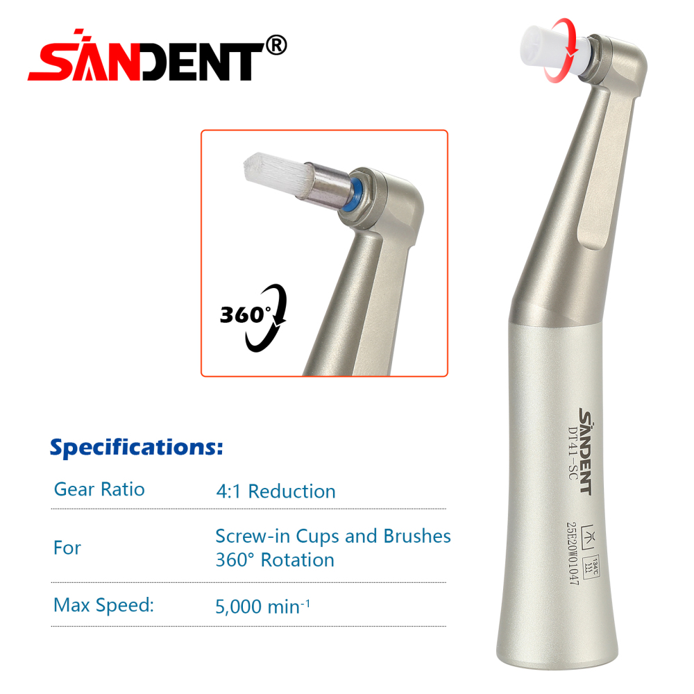 Dental 4:1 Low Speed Prophy Contra Angle Handpiece fit Screw-in & Snap-on cups
