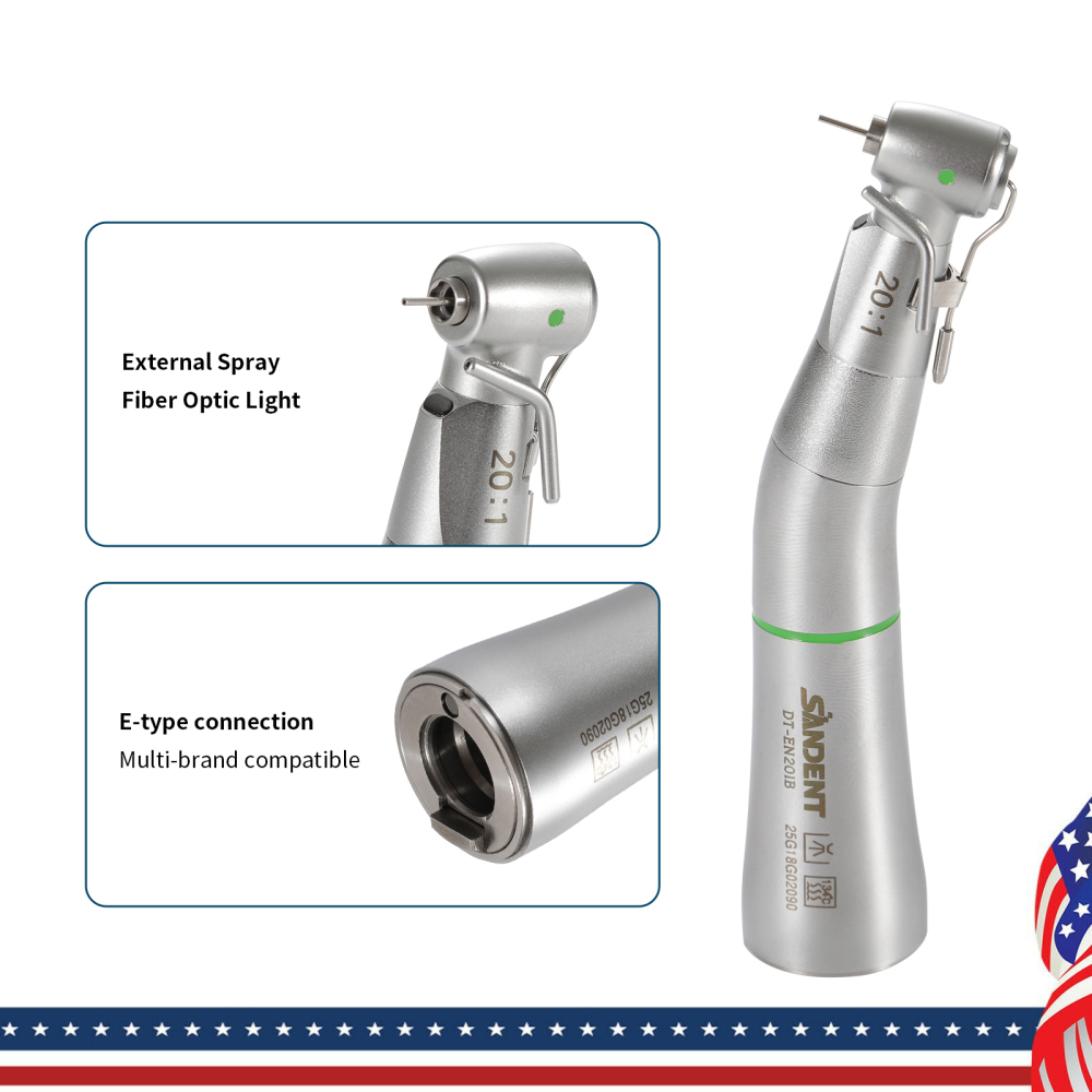 SANDENT Dental Implant Handpiece 20:1 Contra Angle Surgical Fiber Optic External WH type