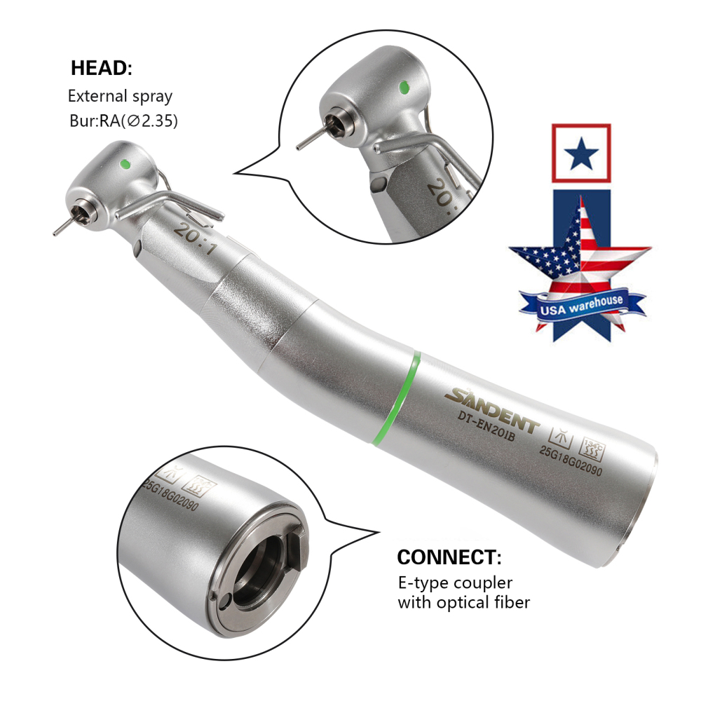 SANDENT Dental Implant Handpiece 20:1 Contra Angle Surgical Fiber Optic External WH type