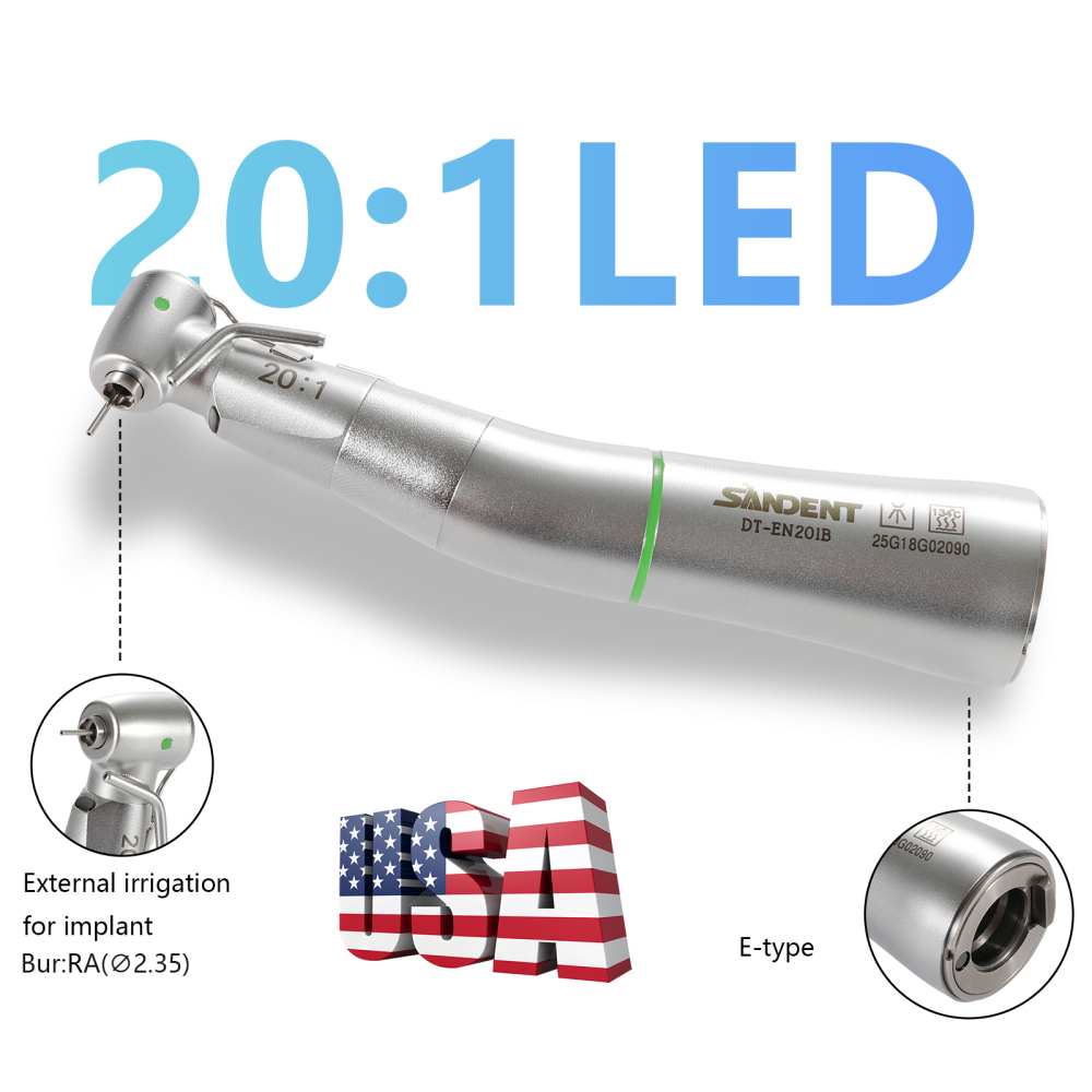 SANDENT Dental Implant Handpiece 20:1 Contra Angle Surgical Fiber Optic External WH type