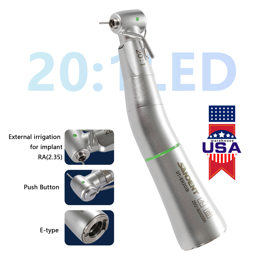 SANDENT Dental Implant Handpiece 20:1 Contra Angle Surgical Fiber Optic External WH type
