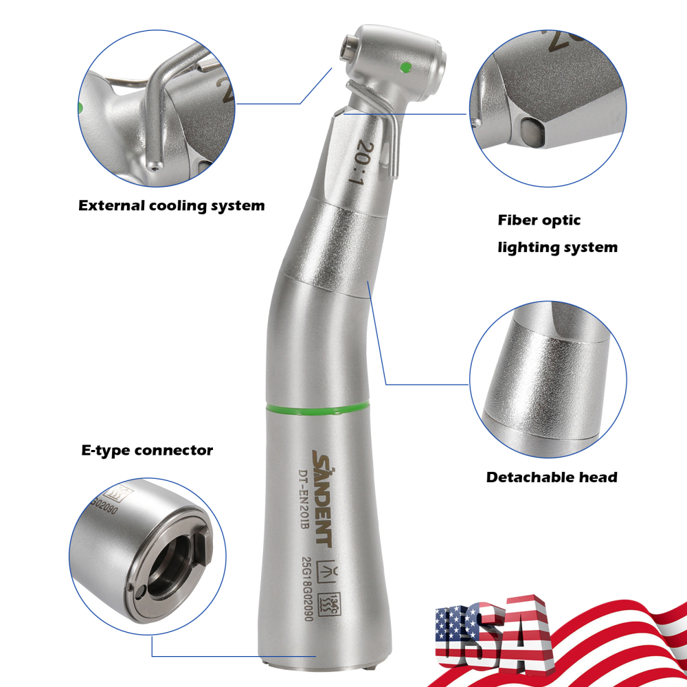 SANDENT Dental Implant Handpiece 20:1 Contra Angle Surgical Fiber Optic External WH type