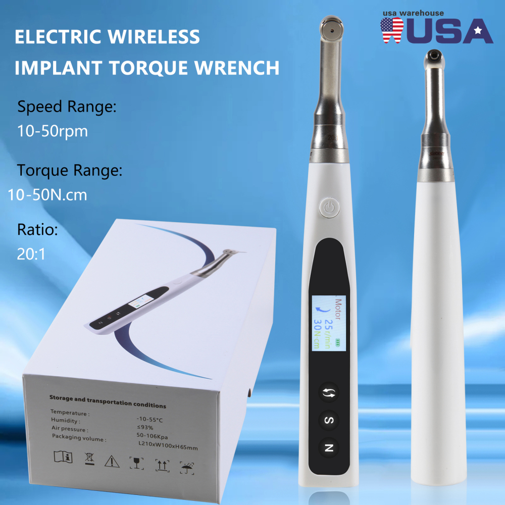 Dental 20:1 Wireless Universal Implant Torque Wrench Electric Driver Kit SANDENT Color screen